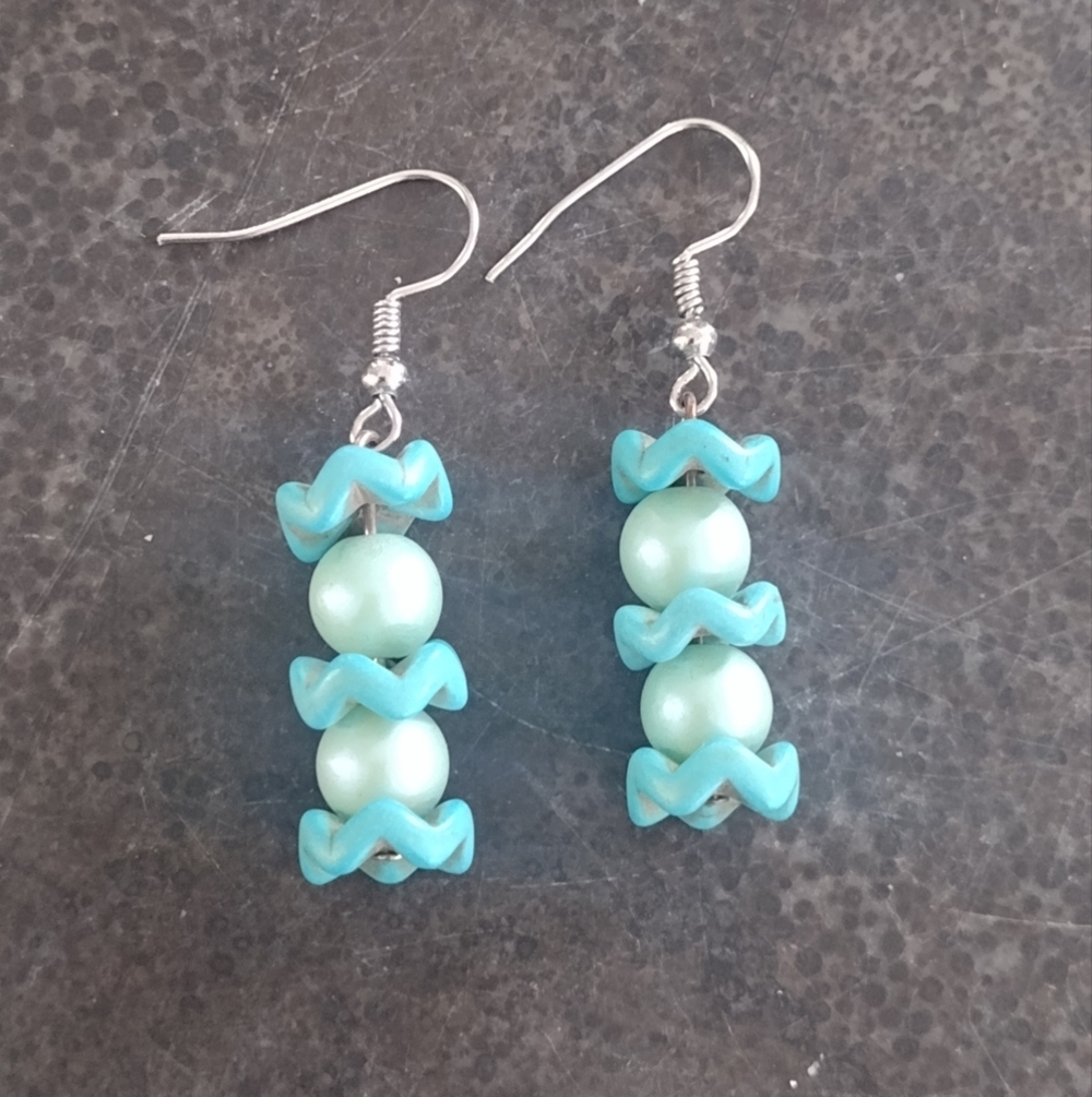 Handmade Women's Turquoise Colored Dangle Earrings